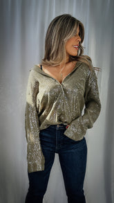 “HILARY” SEQUIN BUTTON DOWN SHIRT