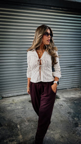 “PIPER” STRIPED COLLARED LONG SLEEVE SHIRT