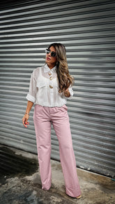 “LIZA” WIDE LEG CUFFED TROUSERS MAUVE