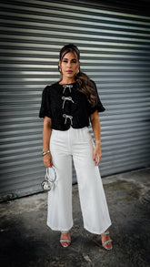 “ALANA” CROPPED FLARE DRESSY PANTS