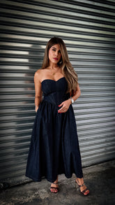 “MILENA” DENIM MIDI DRESS