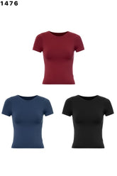“NOA” BASIC ROUND SHALLOW NECK SHORT SLEEVE TOP