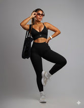“CONTOUR” BRA TOP AND LEGGING SET BLACK