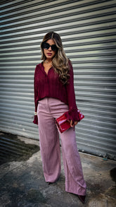 “KATE” BELTED PIN STRIPE TROUSER