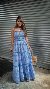 “INDI” SMOCKET TOP MAXI DRESS WITH BELT