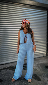 “ISA” CROTCHET VEST AND PANT SET