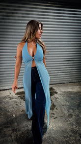 “SHELLY” V-NECK MESH TOP