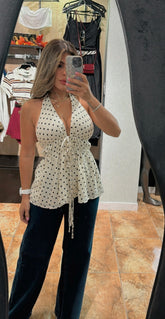“JULIANA” POLKA DOT HALTER TOP