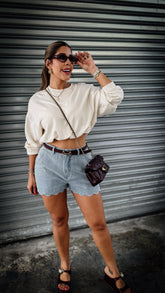 Preorden “TINA” HIGH WAISTED DENIM SHORT WITH SCALLOP DETAIL