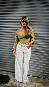 “FLOR MAGA” OFF SHOULDER BUSTIER TOP