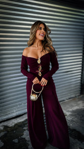 “VIRGINIA” OFF SHOULDER JUMPSUIT