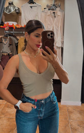 "GALI" RIBBED V NECK CAMI TOP