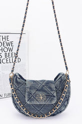 QUILTED WASHED DENIM CROSSBODY BAG