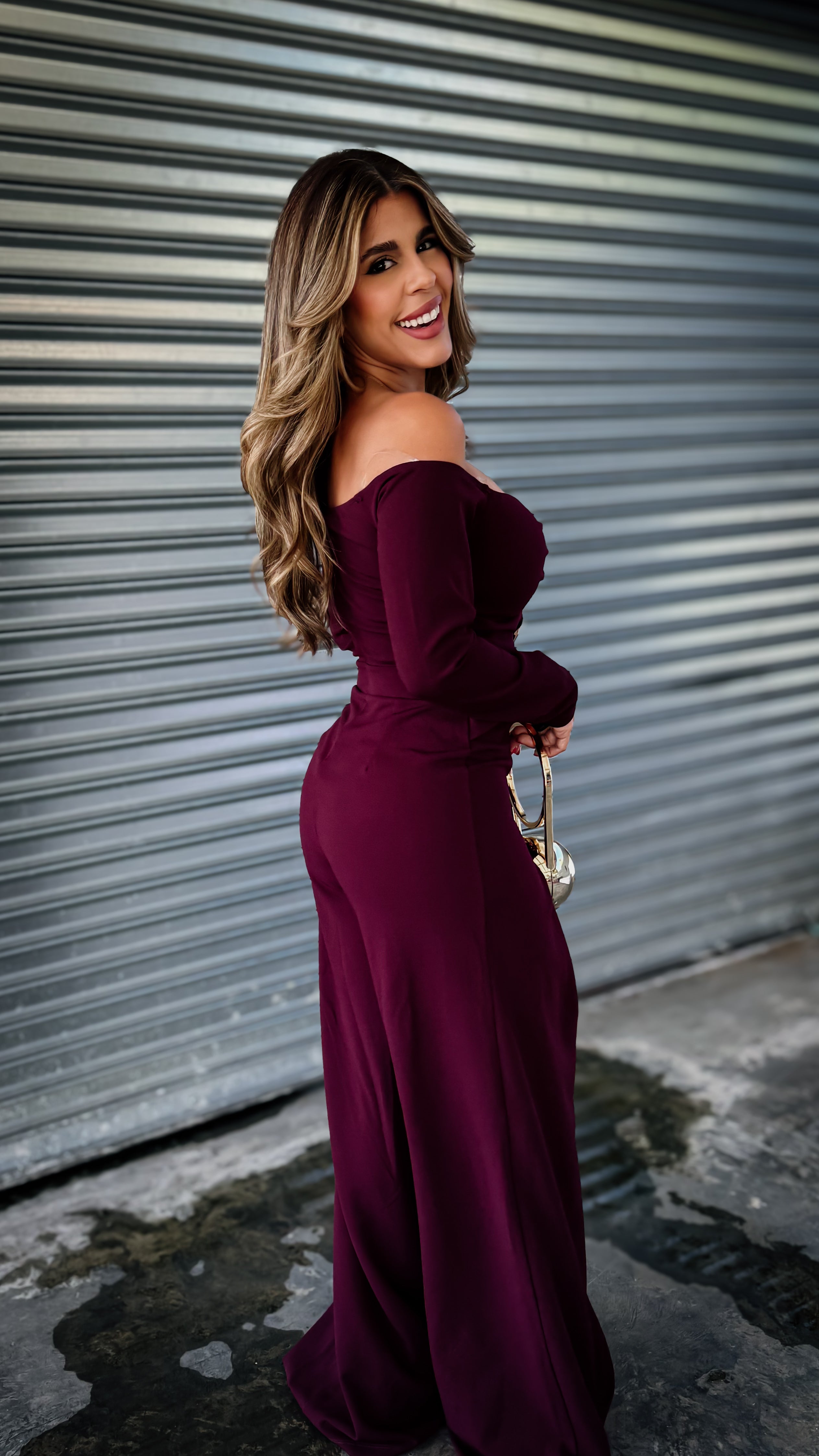 “VIRGINIA” OFF SHOULDER JUMPSUIT