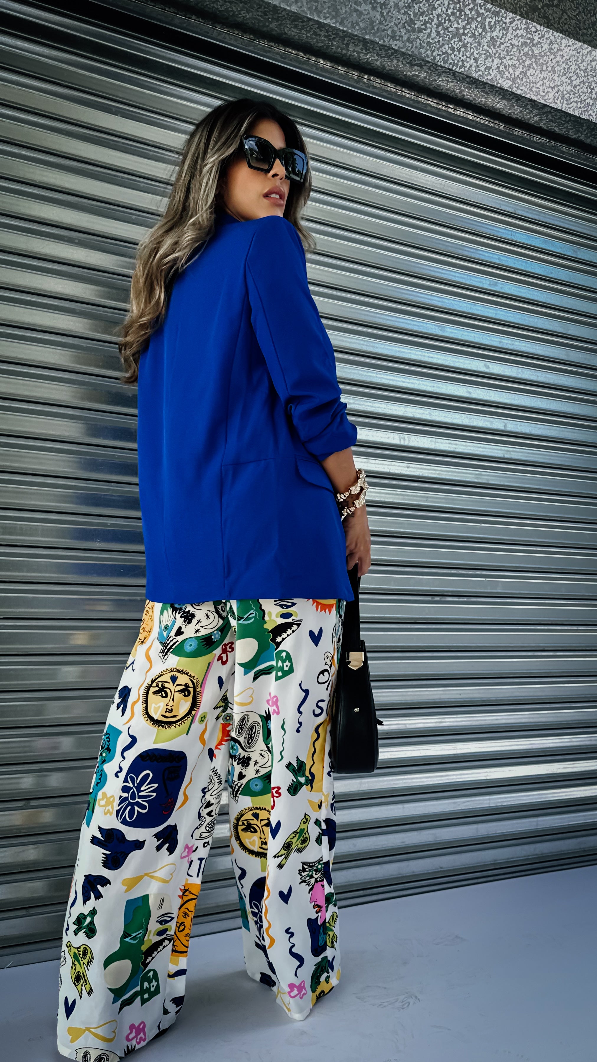 “MAGGIE” 3/4 SLEEVE BLAZER COBALT