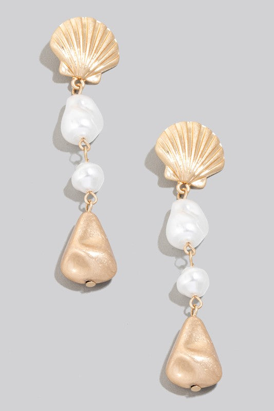 PEARL AND SHELLS DROP EARRING