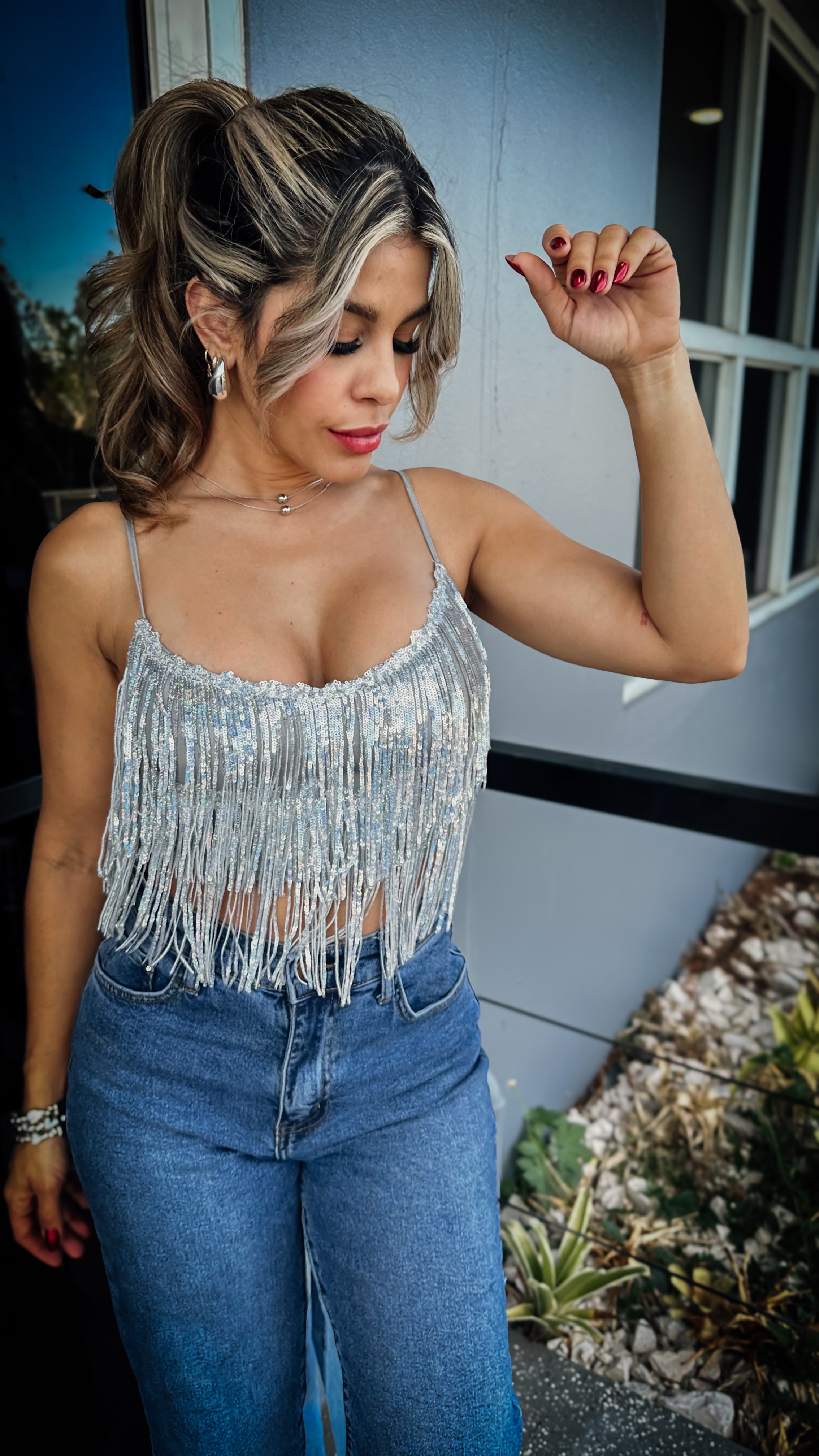 “CAROLINA” SEQUIN FRINGE TOP