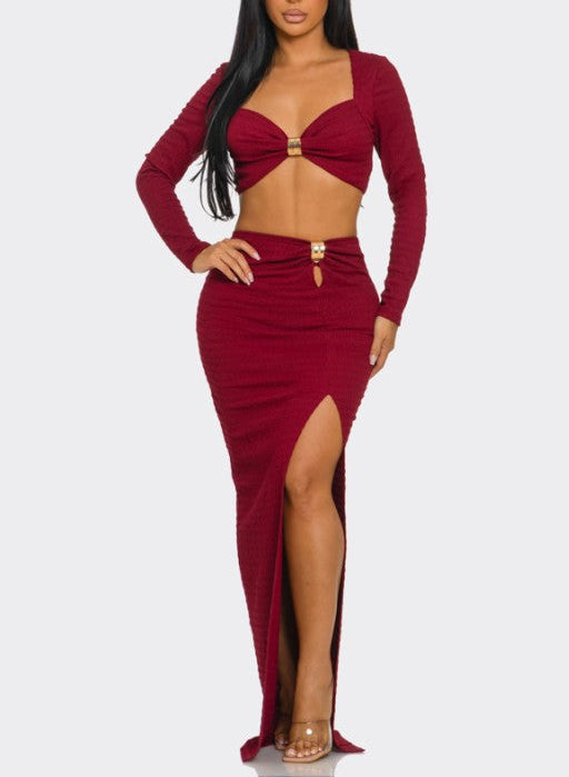 “ALAHIA” CROPPED TOP AND MAXI SKIRT SET