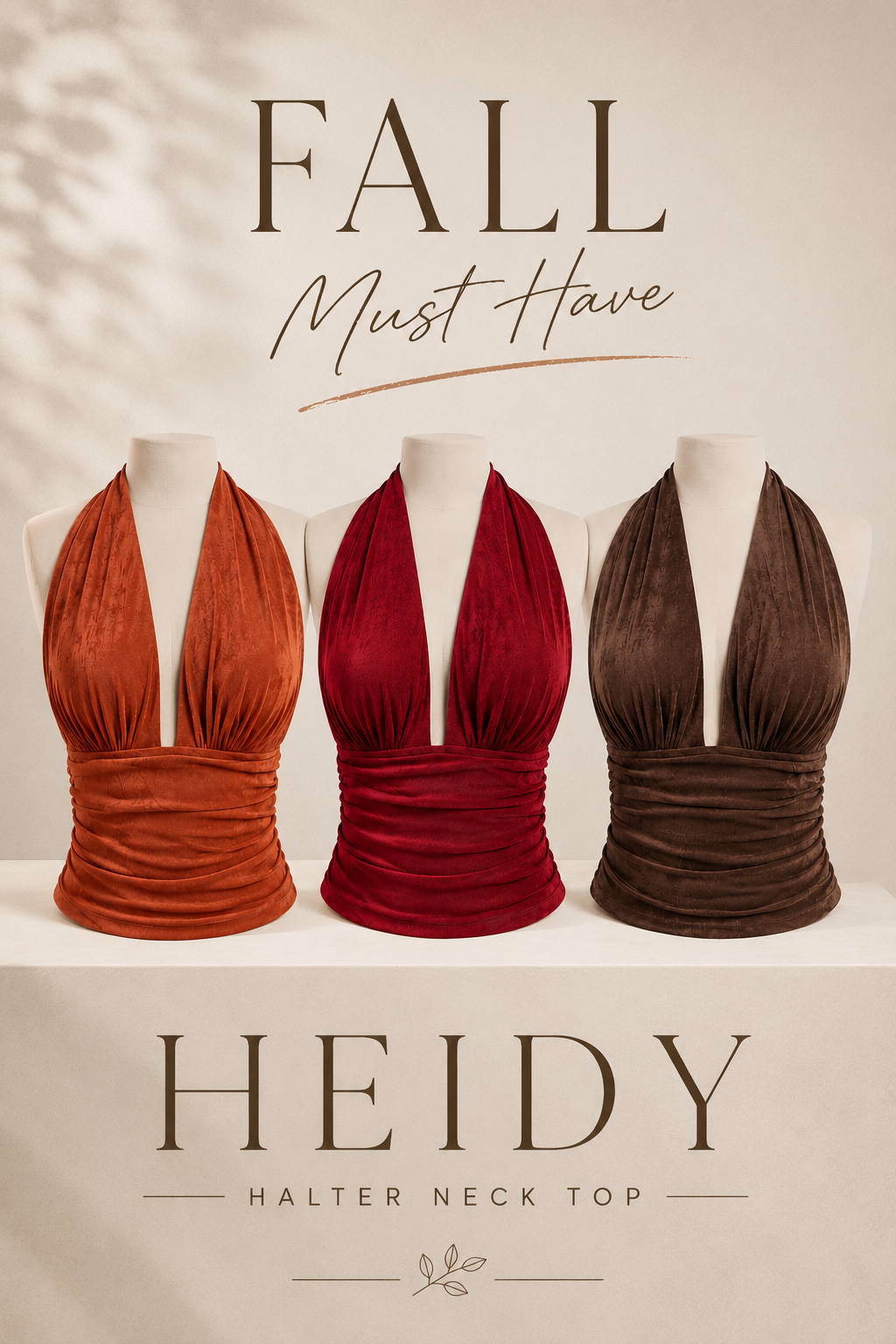 “HEIDI” HALTER NECK RUCHED TOP