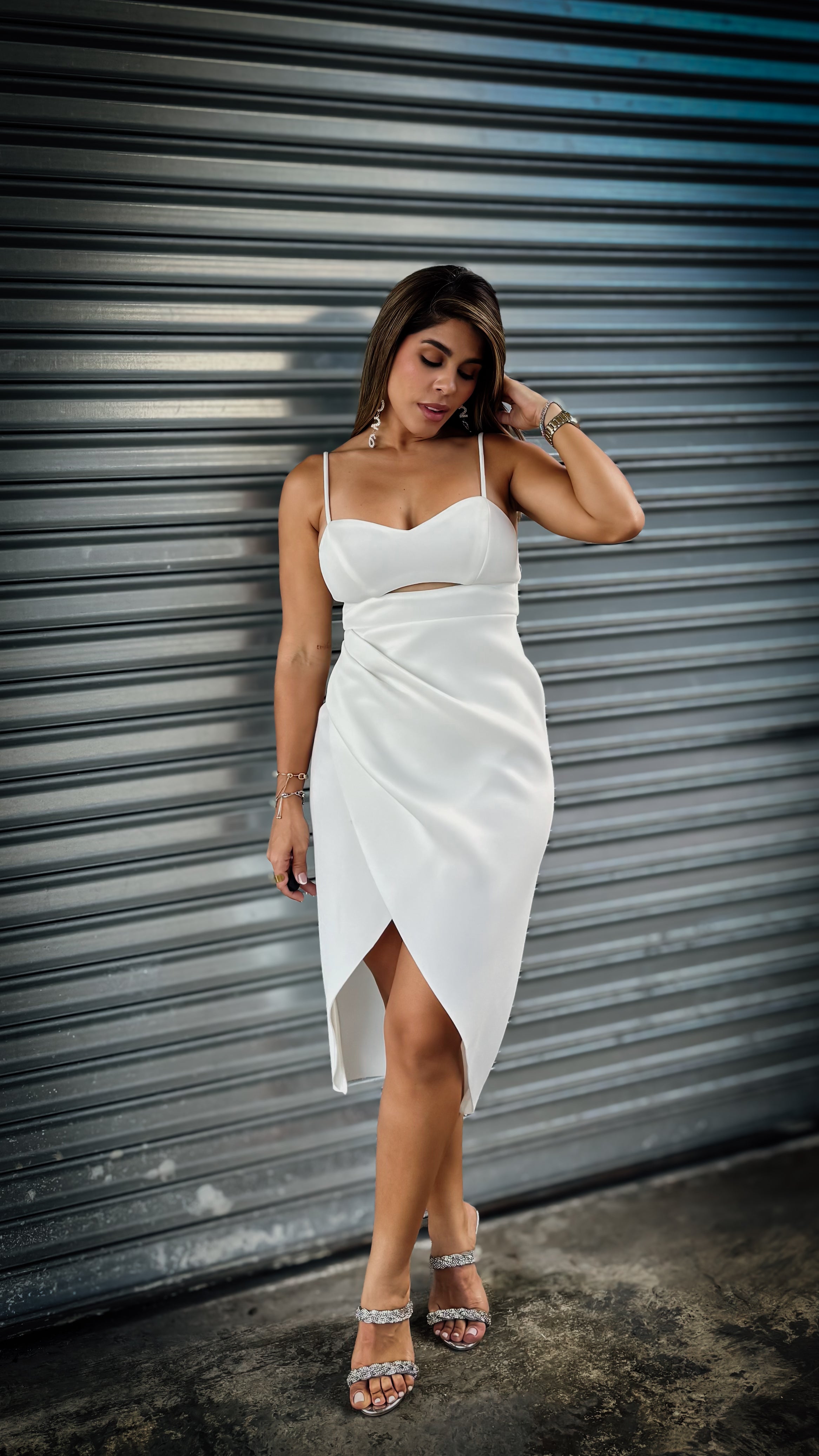 “HOLY” WRAP AROUND MIDI DRESS WITH CUTOUT