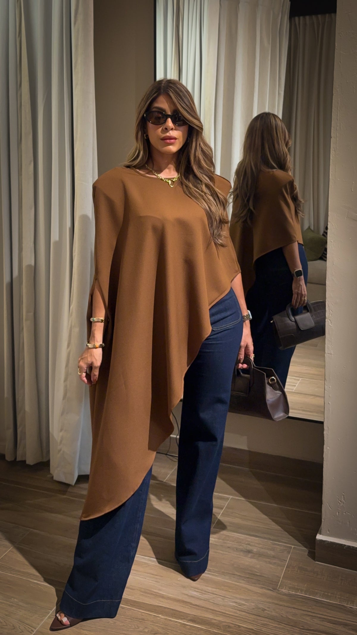 “ZARAH” ASYMMETRICAL PADDED SHOULDER ELEGANT TOP