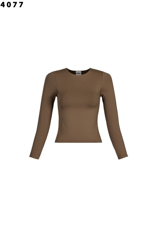 “LUA” ROUND NECK LONG SLEEVE BASIC TOP