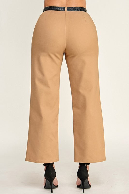 “GISSELLE” FITTED BELTED TROUSER MOCHA