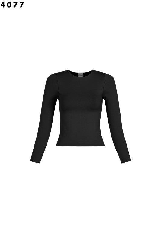 “LUA” ROUND NECK LONG SLEEVE BASIC TOP