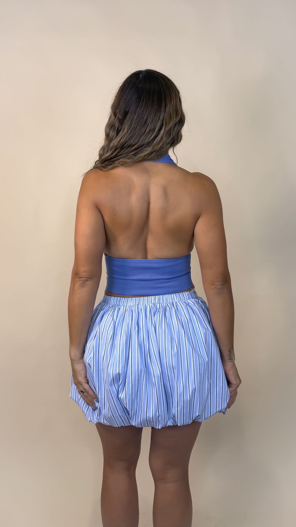“FIO” HALTER NECK WITH WIDE STRETCHY BAND TOP
