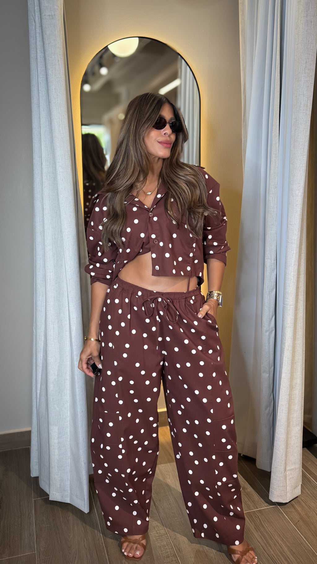“CRISTY” POLKADOT TOP AND BARREL PANT SET