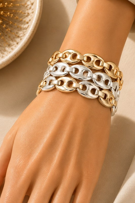OVAL LINK ELASTIC BRACELET