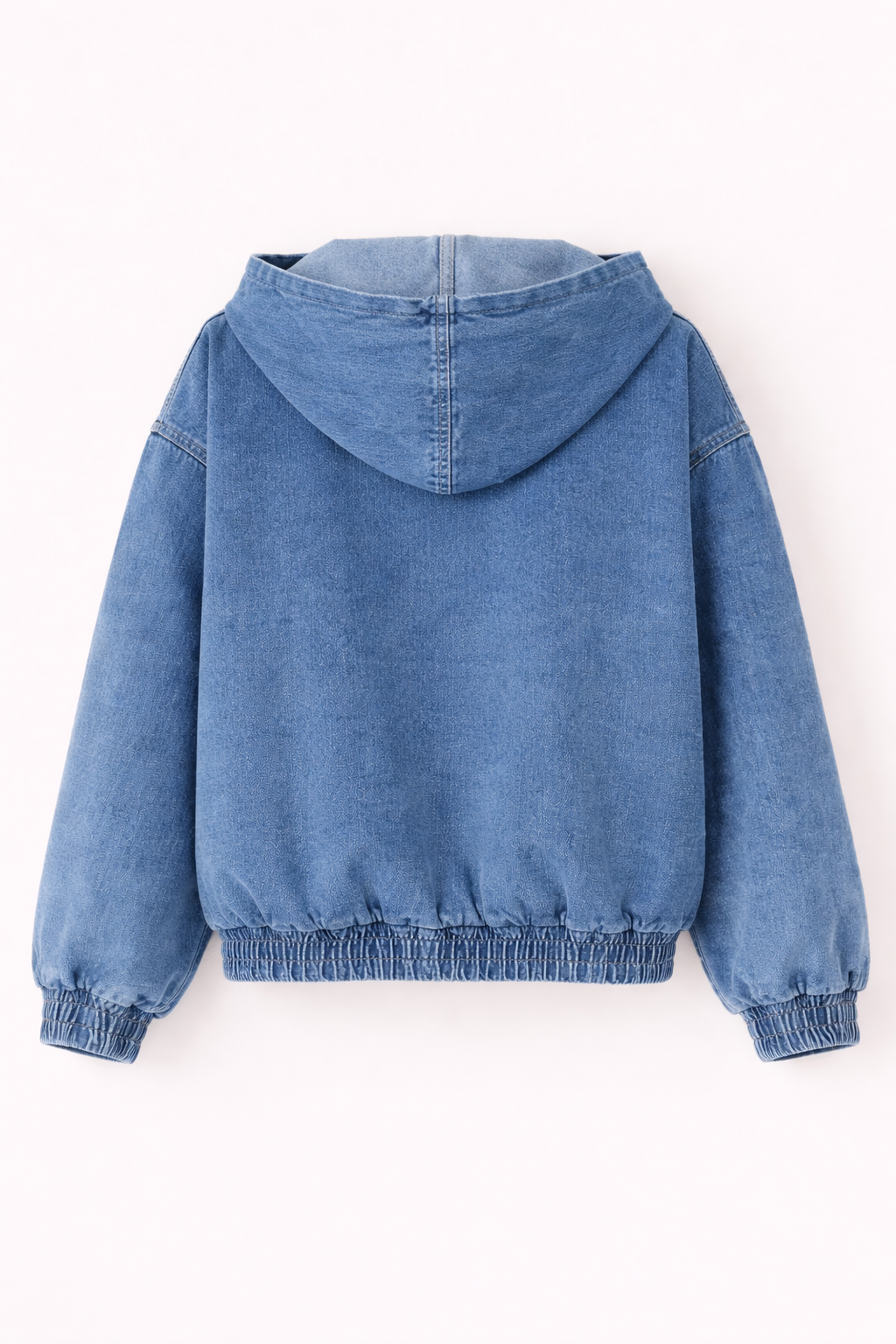 “ELLIE” DENIM HOODED BOMBER JACKET
