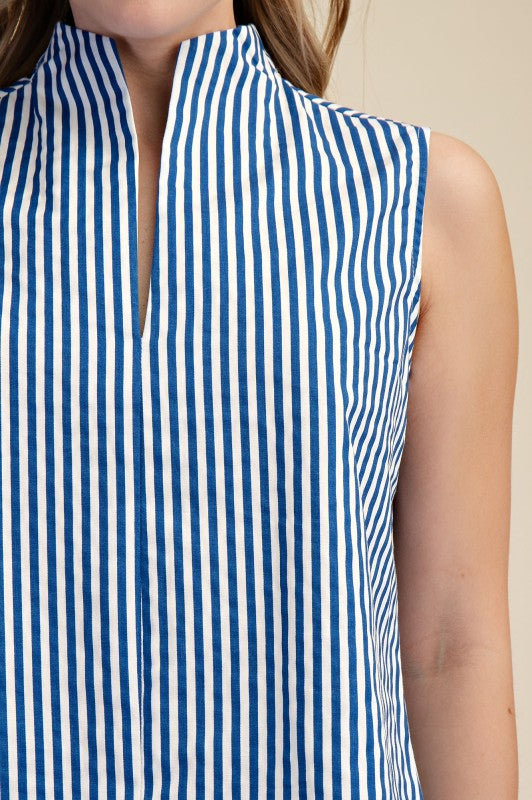 “NURIA” ROUND COLLAR STRIPED TOP