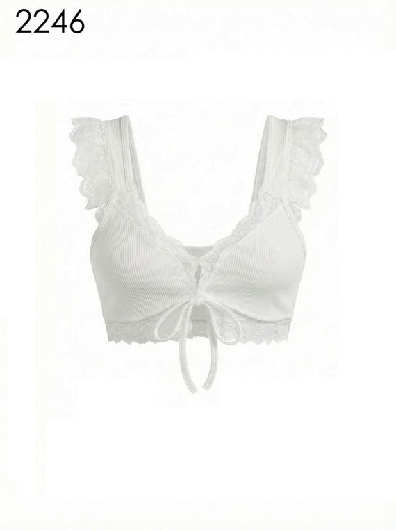 “DANAI” RIBBED LACE UP BRA TOP ONE SIZE