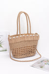 “CARACOL” SRAW SHELL TOTE BAG TAN