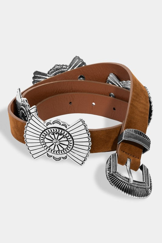 “NODAL” MEDALLION WESTERN BELT