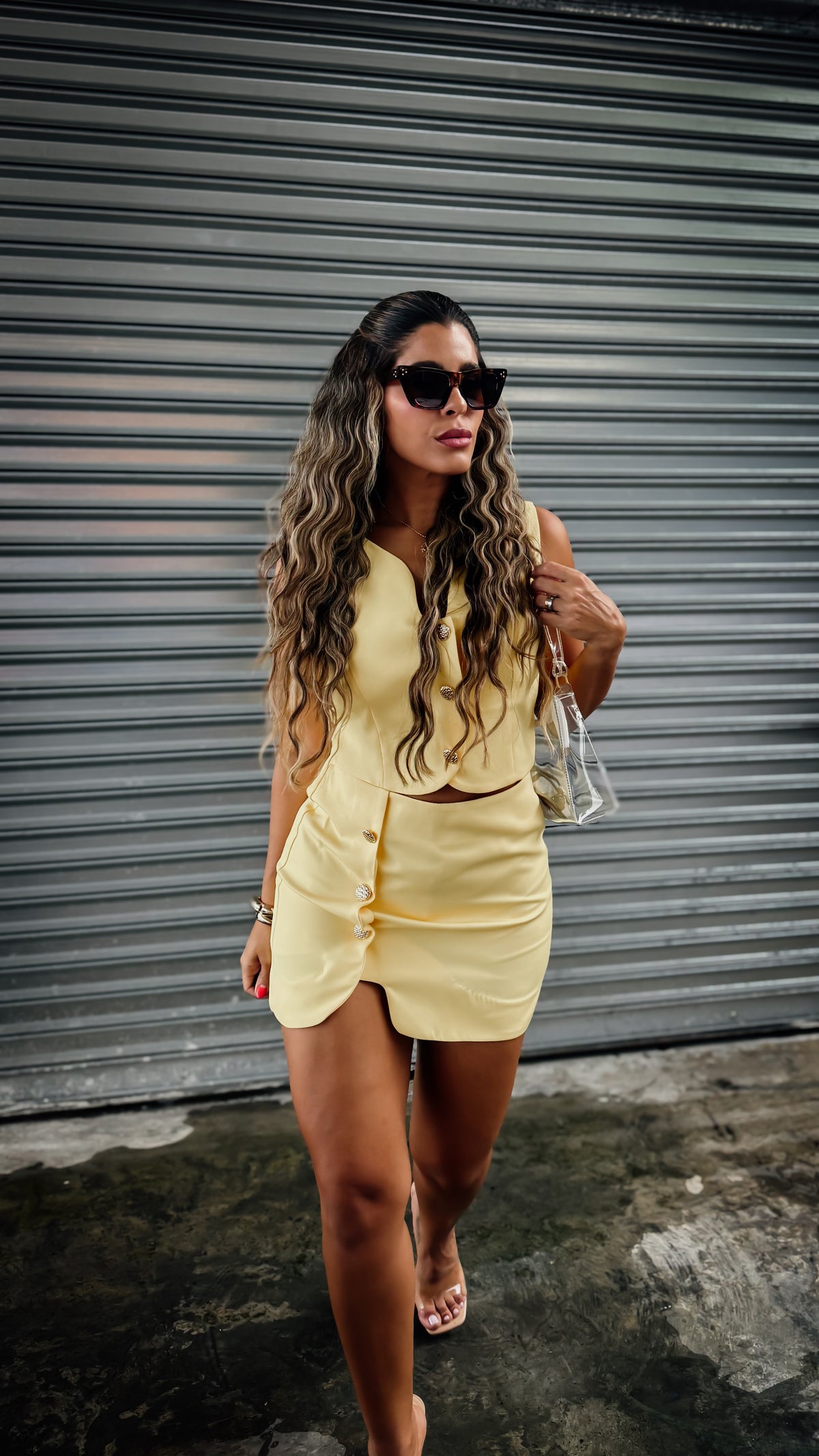 “BONNIE” WAVY CROP TOP AND SKIRT SET
