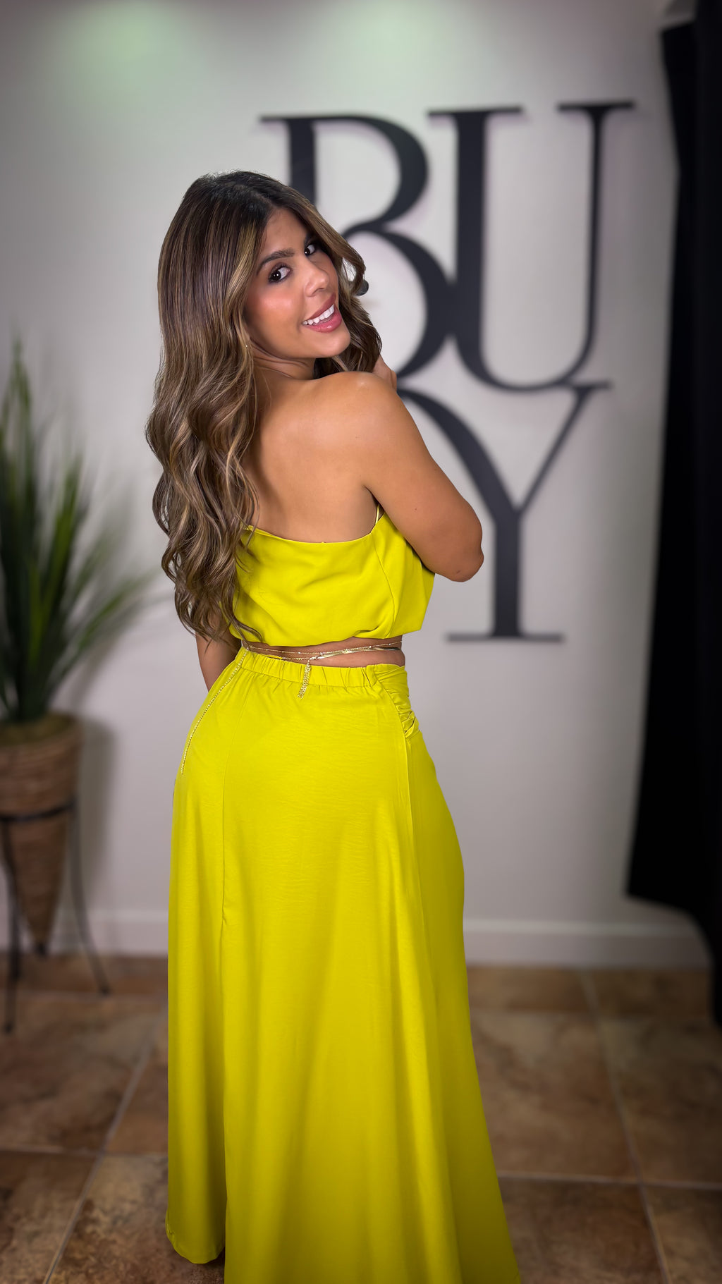 “LUMAR” ONE SHOULDER TOP AND MAXI SKIRT SET