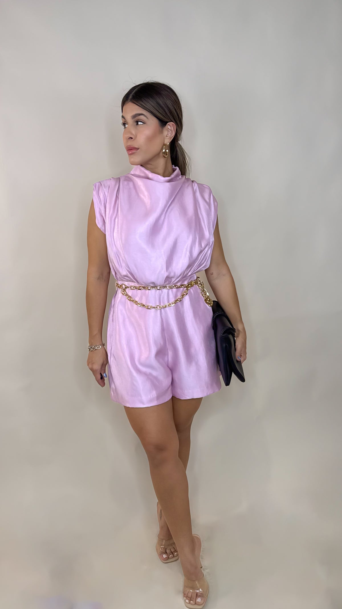“ANA” HIGH COWL NECK ROMPER