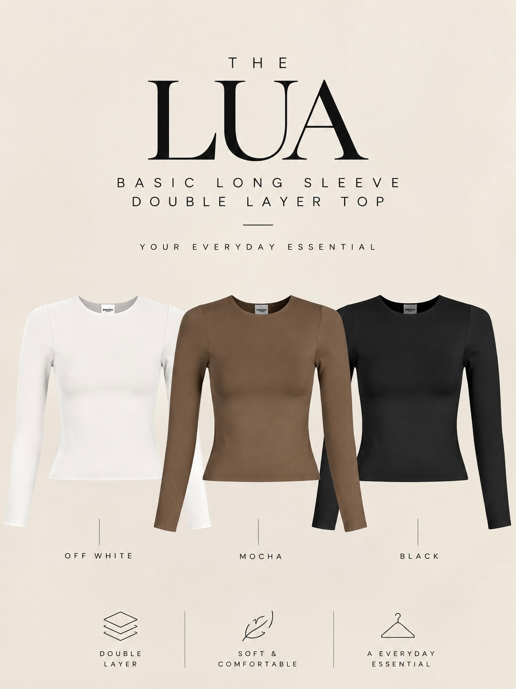 “LUA” ROUND NECK LONG SLEEVE BASIC TOP
