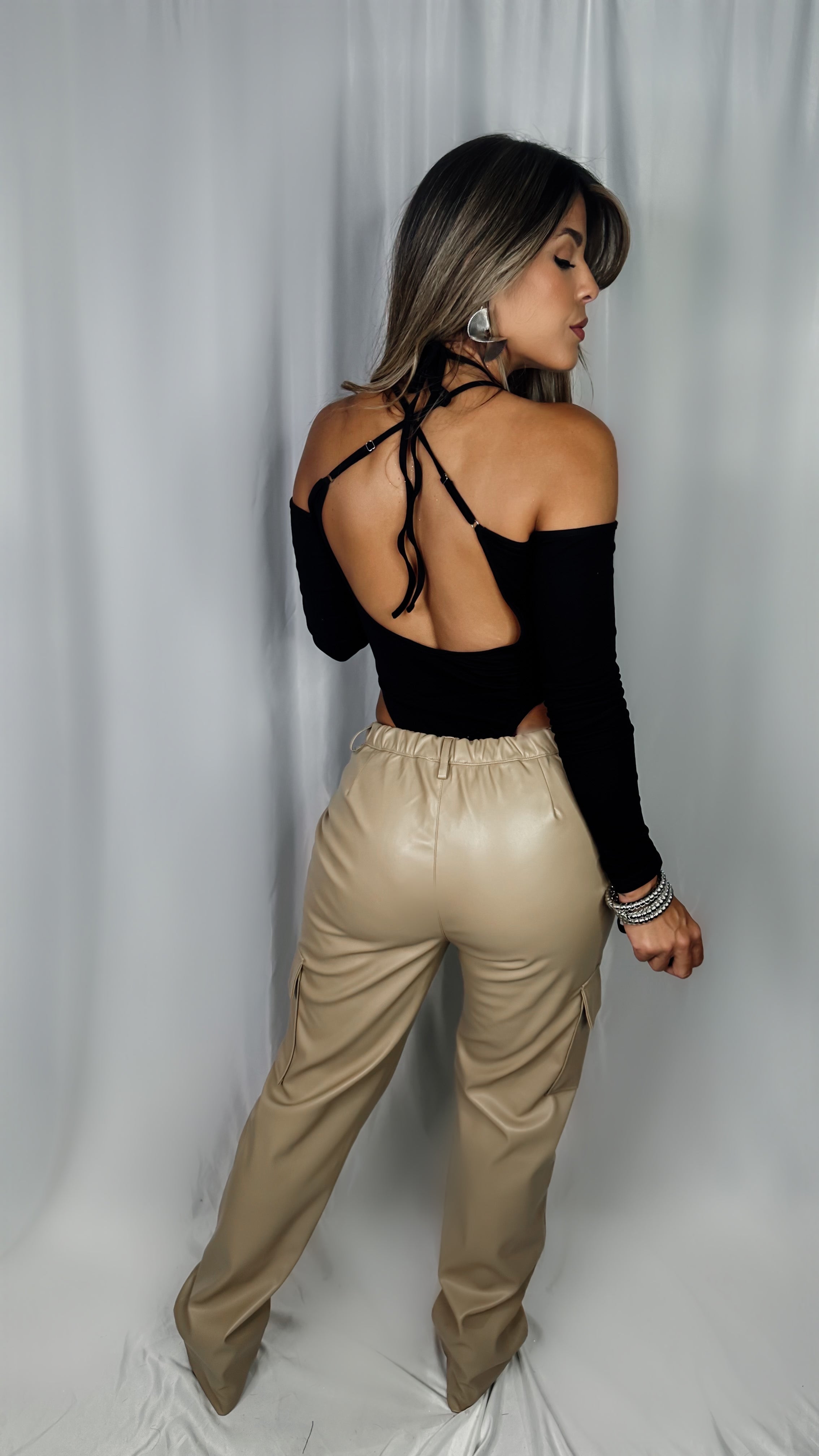 “FOXY” LEATHER CARGO PANTS