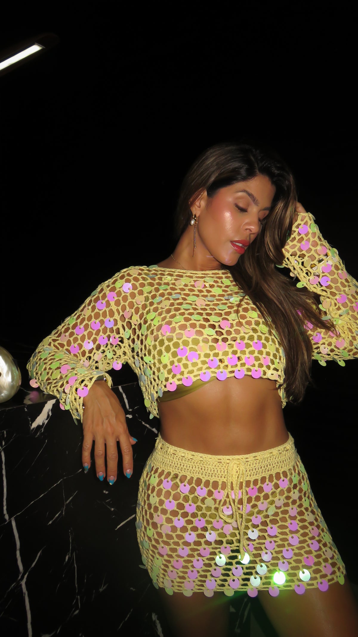 “SÃO PAULO” SEQUIN CROCHET COVERUP SET