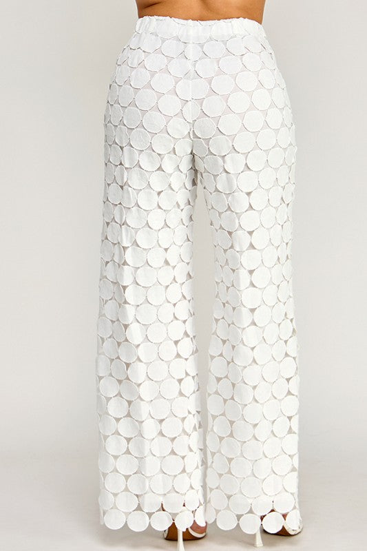 “BECKY” WIDE LEG PANTS WITH DETAILED FABRIC