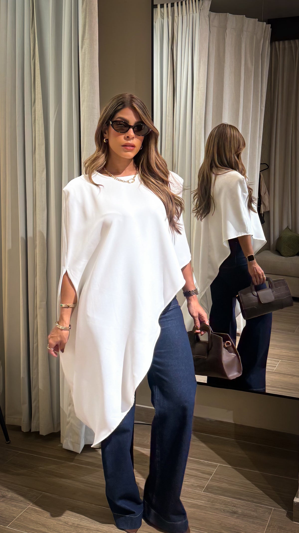 “ZARAH” ASYMMETRICAL PADDED SHOULDER ELEGANT TOP