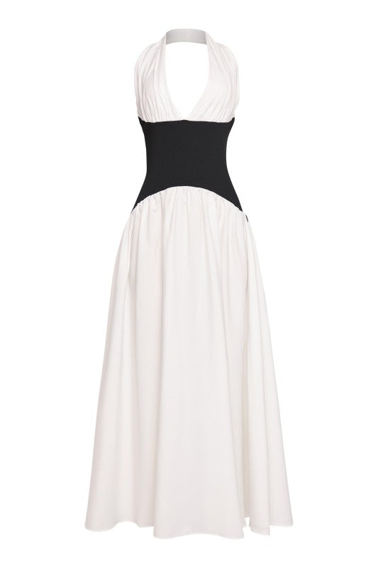 “BRIDGET”HALTER FLARE MAXI DRESS