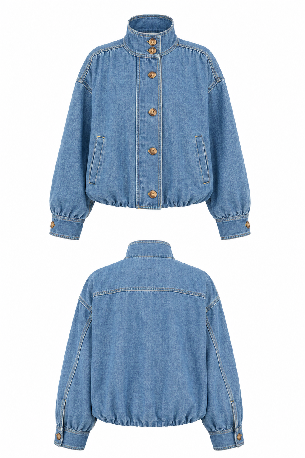 “JULIANA” DENIM FUNNEL NECK JACKET