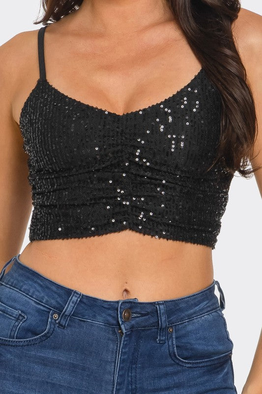 “GIFT” SEQUIN CROP TOP