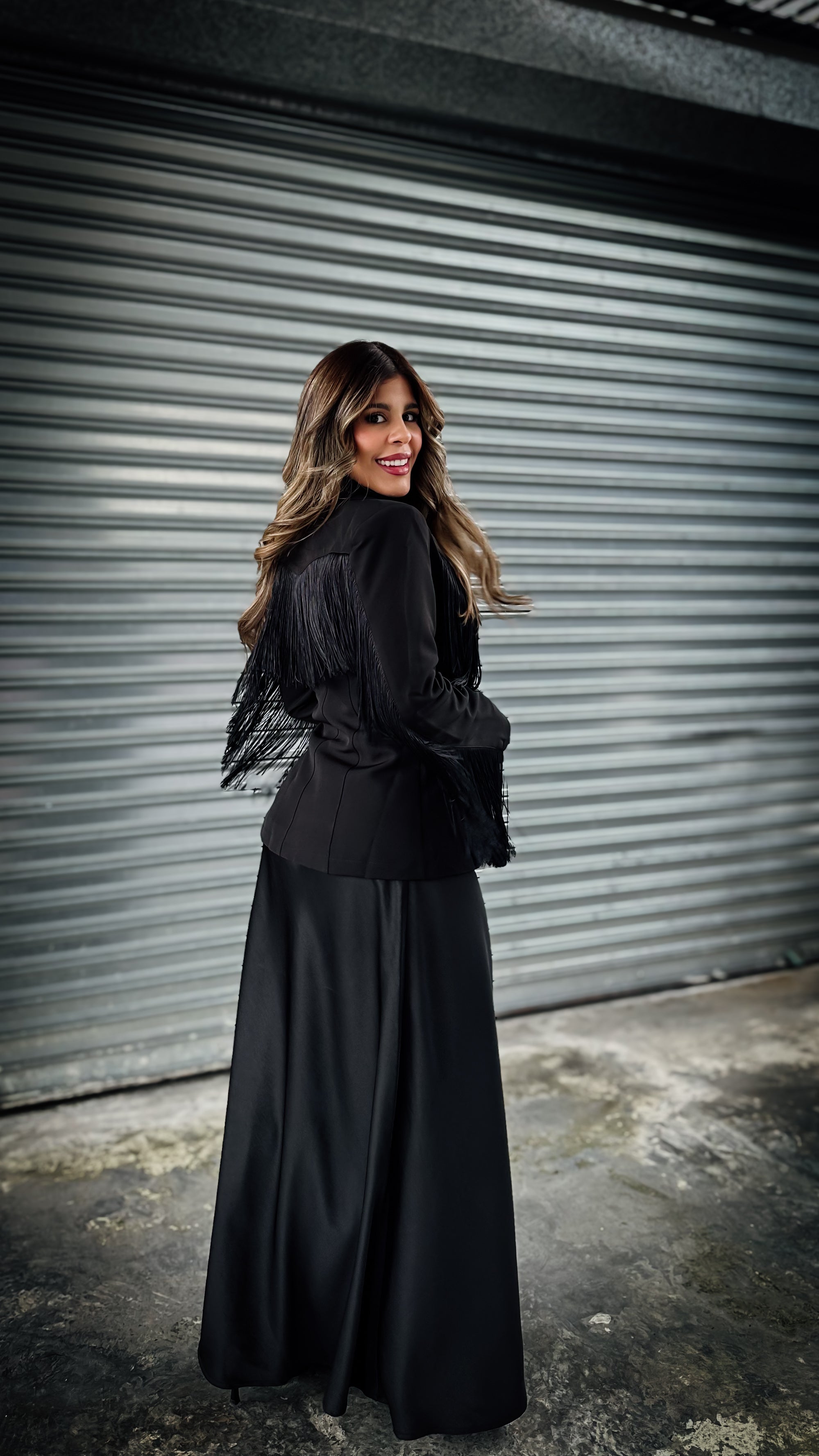 “ESME” FRINGE DETAIL STRUCTURED BLAZER