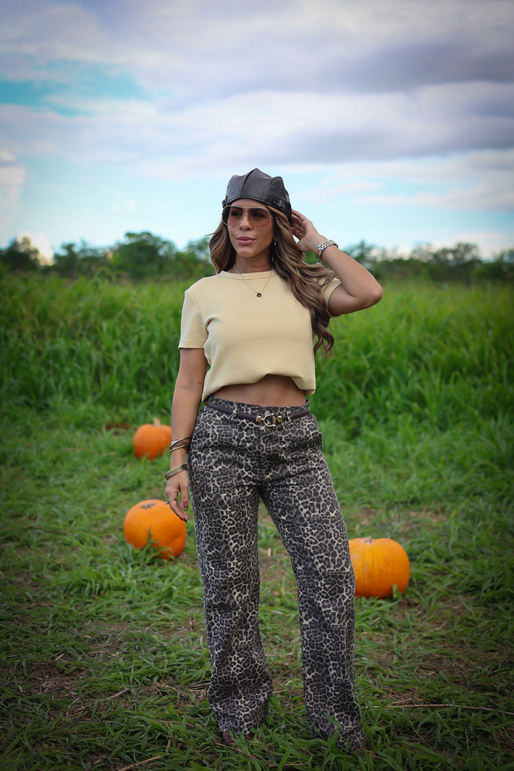 “IZZY” LEOPARD PRINT DENIM PANTS