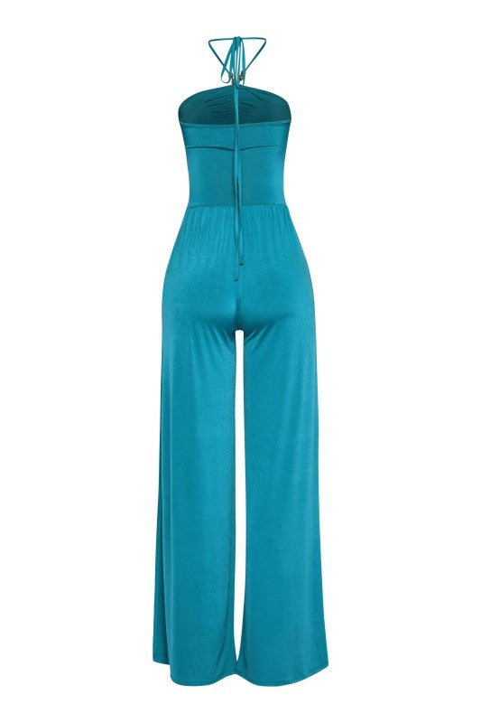 “JASMINE” CUTOUT WIDE LEG JUMPSUIT